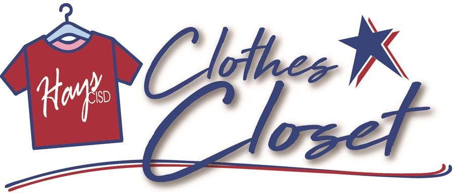 decorative photo. banner across the page showing the hays cisd clothes closet logo 